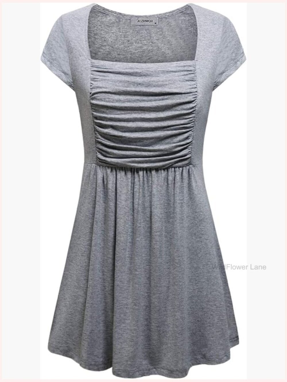 Square Neck Flowy Peplum Tunic Blouse Tops Dressy Shirts